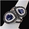 Image 3 : 8.51 ctw Blue Sapphire and 0.60 ctw Diamond 14K White Gold Ring