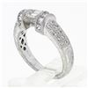 Image 9 : Vintage Platinum 1.35 ctw Floating Diamond w/ Accents Hand Engraved Work Band Ri