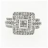 Image 4 : 18k White Gold 1.20 ctw Round & Princess Cut Diamond Tiered Square Cluster Ring