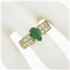 Image 3 : 18k Yellow Gold 3.06 ctw Pear Prong Emerald Solitaire Pave Diamond Engagement Ri
