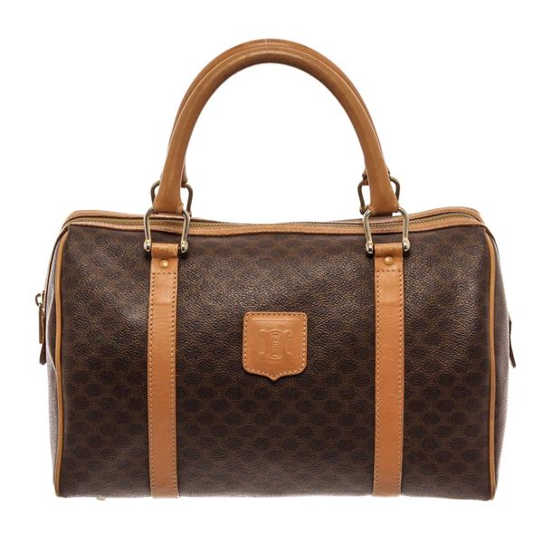 Celine Dark Brown Leather Macadam Travel Bag