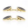 Image 5 : Men's Antique 14k TT Gold Black Mother of Pearl w/ Grooved Rim Round Cuff Links