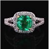 Image 1 : 1.35 ctw Emerald and 0.62 ctw Diamond 18K White Gold Ring