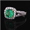 Image 2 : 1.35 ctw Emerald and 0.62 ctw Diamond 18K White Gold Ring