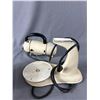 Image 2 : Vintage Standing Mixer w/ Milk Glass Bowl + 2 Milk Glass Spice Containers
