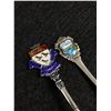 Image 2 : 4 Vintage Collectible Sterling Silver Spoons- Most w/ Enamel Accents