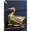 Image 2 : Vintage Brass Duck Family Mounted on Wood Base- Approx  9" Long