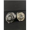 Image 2 : Pair of Cut Glass w/ Metal Lids dresser/Vanity Jars