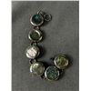 Image 2 : Vintage 925 Sterling Silver Bracelet w/ Inlaid Abalone Shell - 42.3 Grams- Partially Marked and Test