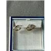 Image 2 : 10K Gold Hoop Earrings with Bezel Set Clear Stone -3 Grams- Marked & Tested