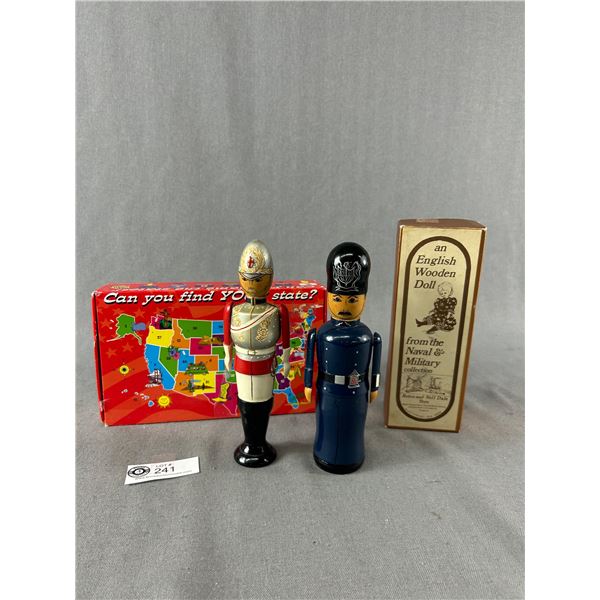 2 Vintage wooden Bobbie's Signed by Robin & Nell England (Constable + Lifeguard)