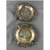 Image 2 : 2 Vintage Metal Ashtrays Silver Plated + Table Lighter w/ Engraved Fighting Scene