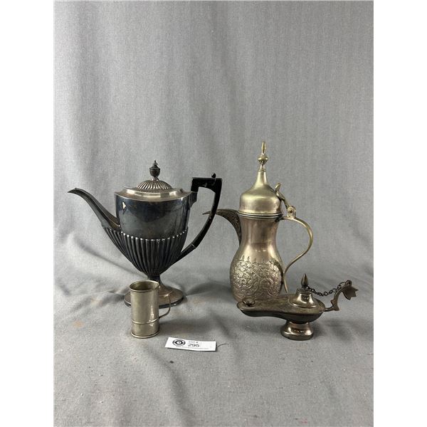 Metal Lot (Genie Lamp, Lidded Pour Jug, Lidded Teapot