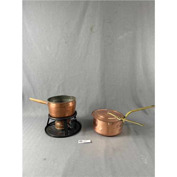 Vintage Copper Pot and Lid and Copper Fondue