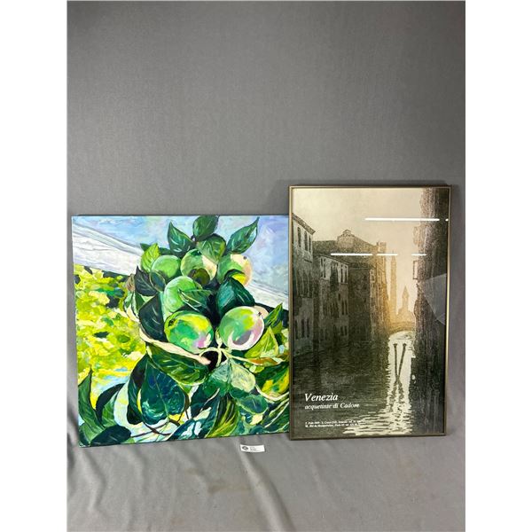 2 Pictures, *Cracked Glass* Framed Print Venezia of Paris 17.25"x 27.5" and Colourful Stilllife Arti