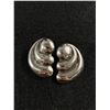 Image 1 : Sterling Silver (Tested) Earrings 1.5" x 1" Diameter, Polished Unmarked