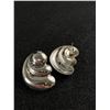 Image 2 : Sterling Silver (Tested) Earrings 1.5" x 1" Diameter, Polished Unmarked
