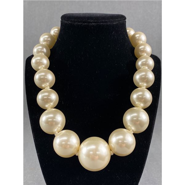 Very Large Pearls Knotted and Graduated Necklace up to 19" Long