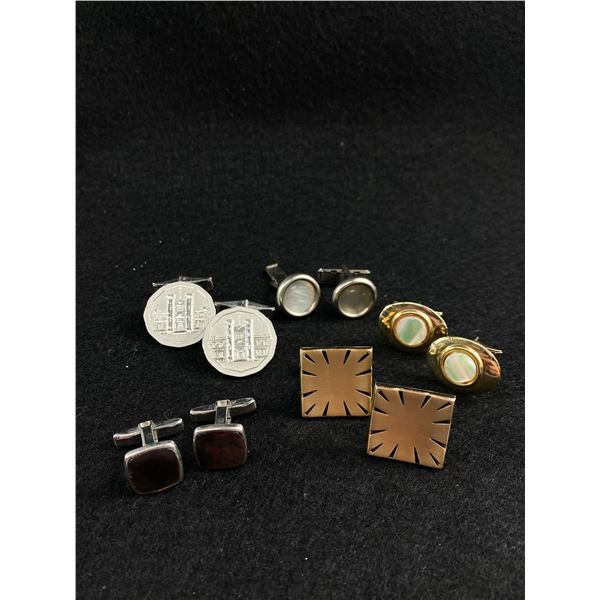 5 Pairs of Vintage Cufflinks, Some Marked Royal Canadian Mint, Swank, Woolco