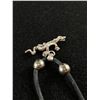 Image 2 : 925 Sterling Silver Salamander Pendant w/ 2 Beads and Black Cord Necklace