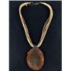 Image 1 : Large Natural Agate Stone Pendant w/ 6 Strands Cord Neckalce