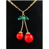 Image 2 : Vintage Hard Plastic or Celluloid Cherry Pendant w/ Chain Necklace