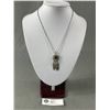 Image 1 : Mexican Silver w/ Black Enamel + 3 Feather Tassels Pendant w/ Chain Necklace