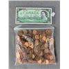Image 2 : Large Lot of Old Pennies and a 1967 Centenial Canadian $1 Bank Note