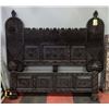 CARVED WOODEN QUEEN SIZE BED WITH HEADBOARD AND