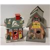 Image 1 : VINTAGE BIRDHOUSES "SCHOOL" & "LIBRARY" 6" & 7"