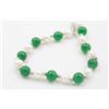 Image 1 : #320-GREEN EMERALD  & FRESH WATER PEARL BRACELET 7