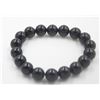 Image 1 : #194-NATURAL BLACK OBSIDIAN BEAD BRACELET