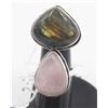 Image 1 : #164-NATURAL LABRADORITE & ROSE QUARTZ RING