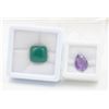 Image 1 : #97-UNHEATED GREEN AGATE 10.55CT & AMETHYST 5.10CT