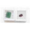 Image 1 : #121- HEATED RED RUBY 2.50CT & EMERALD 8.20CT