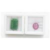 Image 1 : #73-HEATED RUBY 4.05 CT & EMERALD 9.45 CT GEMSTONE