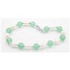 Image 1 : #319-GREEN  JADE & FRESH WATER PEARL BRACELET 7.5"