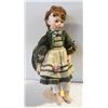 Image 1 : VINTAGE 20 INCHES PORCELAN DOLL ON STAND GREEN