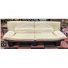 Image 1 : CREAM/BLACK LEATHER COUCH L-87" X W-36" X H-31"