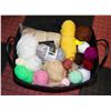 Image 1 : LARGE BASKET FULL OF WOOL & YARN SKEENS