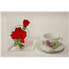 Image 1 : VINTAGE ROSE TEA CUP WITH ROSE ORNAMENT