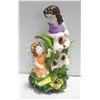 Image 1 : COLORFUL GIRL GARDEN STATUE 17" X 9" HOLE IN
