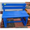 HANDMADE BLUE PAINTED WOODEN BENCH - NOT LEVEL