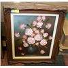 CANVAS FRAMED PINK ROSES ART 22" X 27"