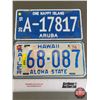 Image 1 : Lic Plates (2): Aruba ; Hawaii (6"H x 12"W) (SEE PICS!)