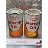 Image 1 : OIL TINS (2) : CO-OP MOTOR OIL (6-1/2"H x 4"Dia) (SEE PICS!)