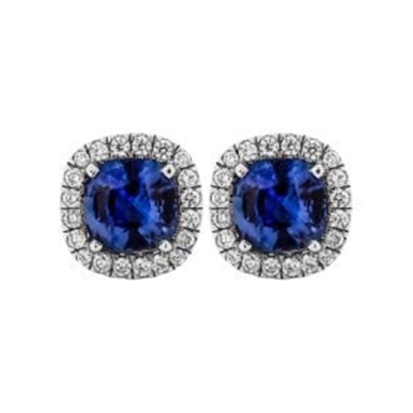 3.24 ct. Natural Sapphire & Diamond Earrings in Platinum