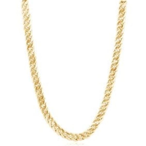 Men's Cuban 8mm Link 24" Chain Necklace set in 14k Yellow Gold