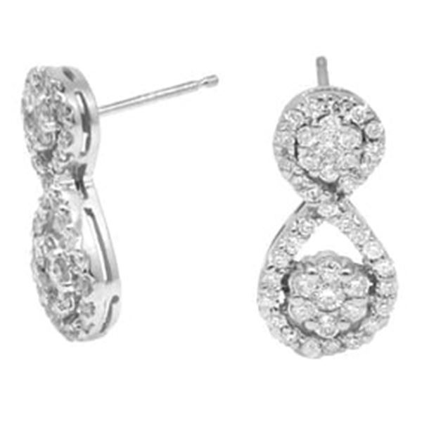 0.85 ct. Natural Diamond Drop Earrings in 14K White Gold