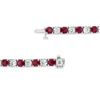 Image 2 : 6.25 ct. Natural Round Ruby & Diamond Bracelet in 14K White Gold